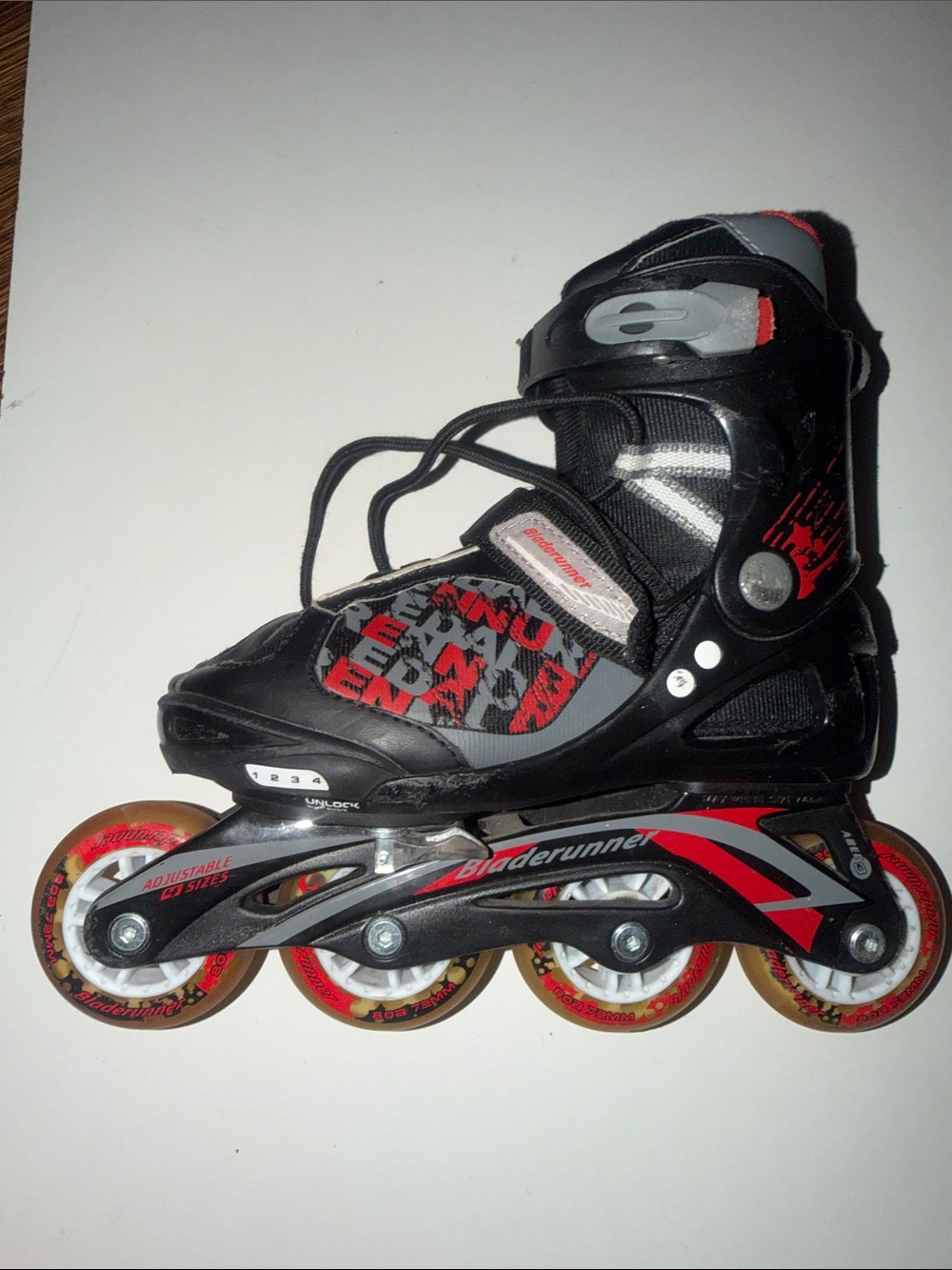 Kids Adjustable Inline Skates - Black and Red